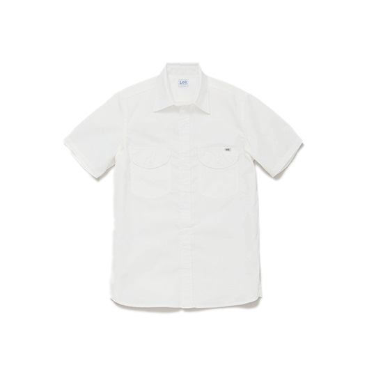 Lee メンズシャンブレー半袖シャツ ホワイト　LCS46005-x/15