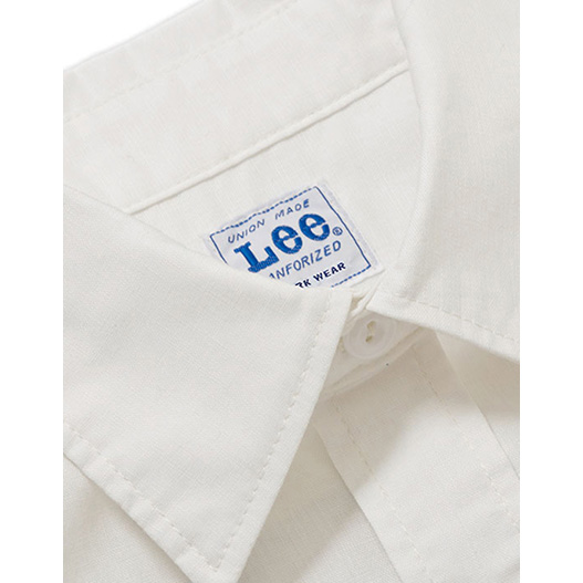 Lee メンズシャンブレー半袖シャツ ホワイト　LCS46005-x/15