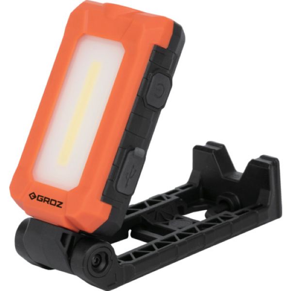 GROZ　充電式小型折りたたみLEDワークライト　COB　600lm　マグネット付き　