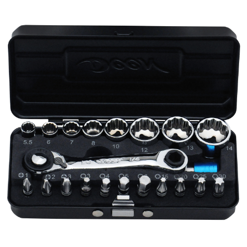 DEEN　1/4SQビット&ソケットラチェットセット