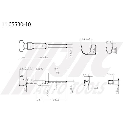 JTC　オス端子適用電線１．５～２．５ｍｍ２　１０個入り　11.05530-10