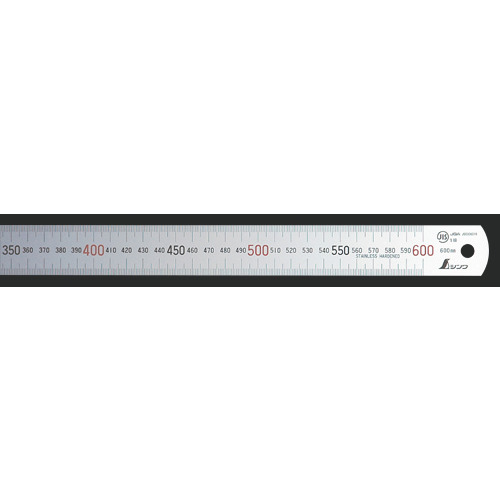 シンワ　直尺　シルバー６００ｍｍ上下段ｐ＝１．０ｍｍ