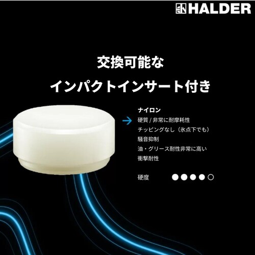 ハルダー　スーパークラフトハンマー　ヒッコリー製ハンドル付ナイロン白　頭径４　3366.040