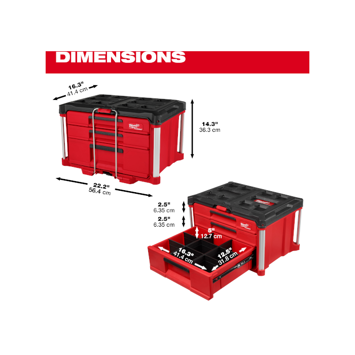 ミルウォーキー　工具箱　ＰＡＣＫＯＵＴ　マルチサイズ引き出し収納　３段　48-22-8447