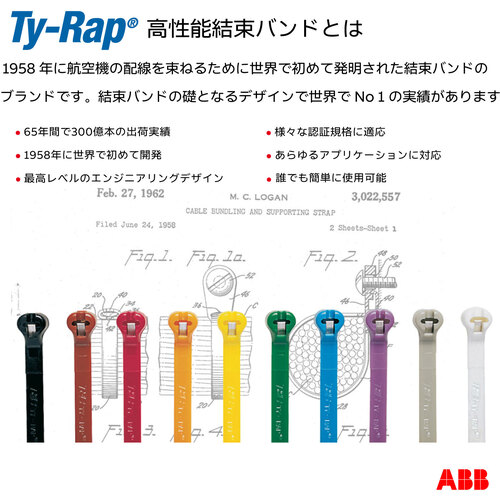 TY-Rap　結束バンド　高性能ケーブルタイ　耐候・耐熱　黒色　幅4.8×長さ186ｍｍ　100本入り　TB200X