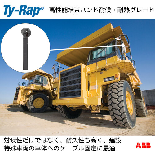 TY-Rap　結束バンド　高性能ケーブルタイ　耐候・耐熱　黒色　幅4.8×長さ186ｍｍ　100本入り　TB200X