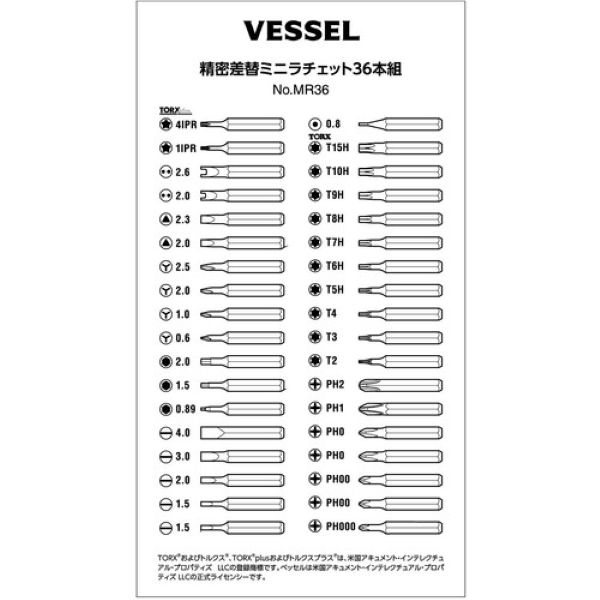 ベッセル　精密差替ミニラチェット　36本組　MR36