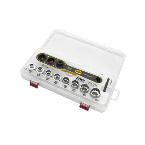 Snap-on/スナップオン　24個セット・ケース付　3/8dr 6P ディープソケット SFSM8-19　12個 ・ 3/8dr 6P シャローソケット FSM8I-19I　12個 スナップオン 3/8SQ ディープソケットセット【6角】 212SFSMY