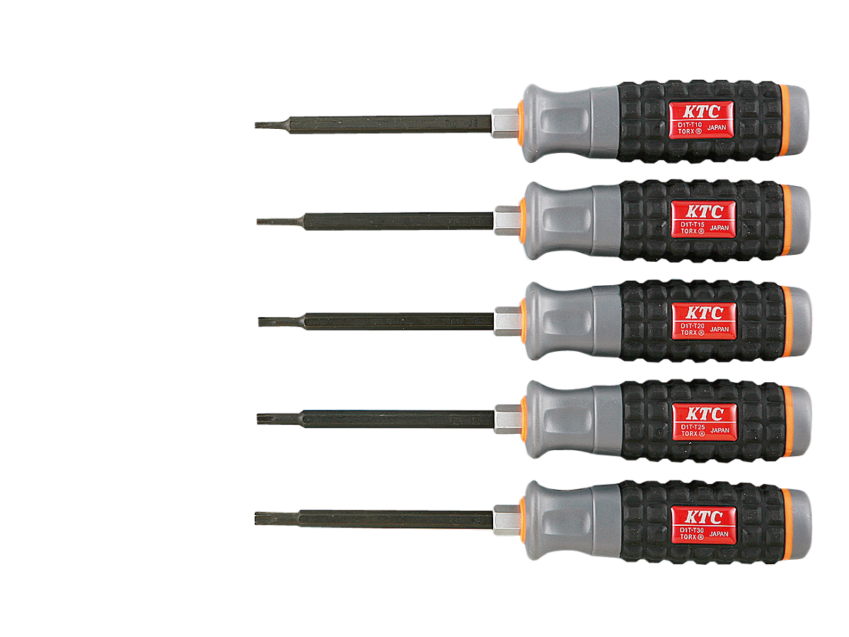 KTC　樹脂柄Ｔ型トルクスドライバセット［５本組］　TD1T5