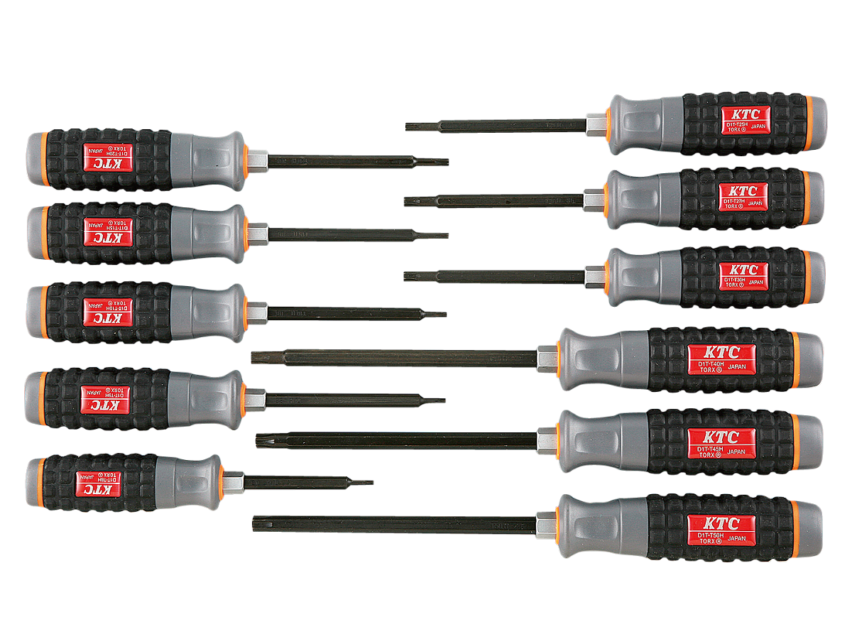 KTC　樹脂柄Ｔ型いじり止めトルクスドライバセット［１１本組］　TD1TH11