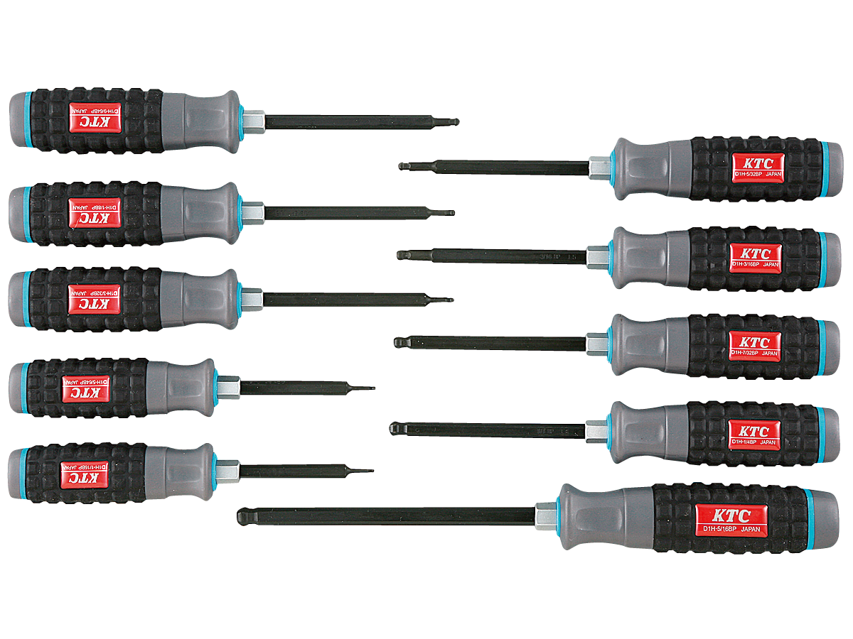 KTC　樹脂柄ボールポイントヘキサゴンドライバセット［１０本組］　TD1HBP10B