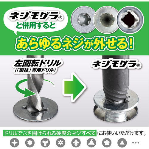 エンジニア 左回転ドリルセット ネジモグラ「裏技」専用 対応ネジ頭径