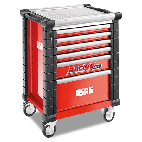 【エコツール豊田インター店】USAG/ウーザック 6段レーシングローラーキャビネット(BK) 519RS6/3NV【愛知県/豊田市/工具】 ウーザック 6段ワイドローラーキャビネット（レッド） 516 STXL6V