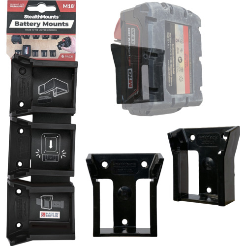 ステルスマウント　バッテリーマウントミルウォーキーＭ１８用（６個入り）ブラック　BM-MW18-BLK-6