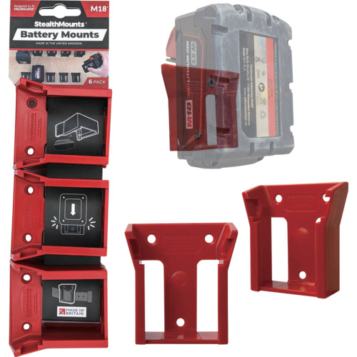 【先着ステッカープレゼント】ステルスマウント　バッテリーマウントミルウォーキーＭ１８用（６個入り）レッド　BM-MW18-RED-6