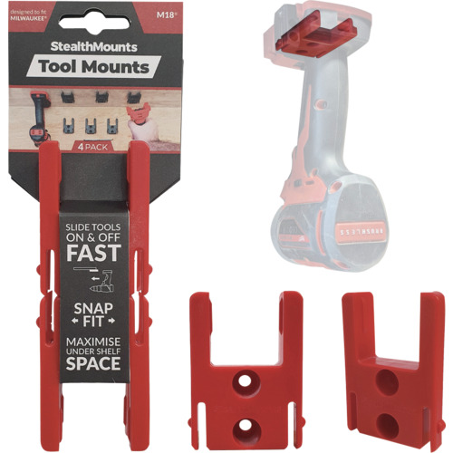 【先着ステッカープレゼント】ステルスマウント　ツールマウントミルウォーキーＭ１８用ステルスマウント（４個入り）レッド　TM-MW18-RED-4