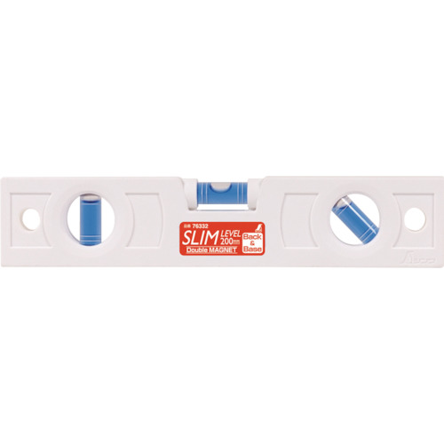 シンワ　スリムレベル　２００ｍｍ白　背面マグネット付