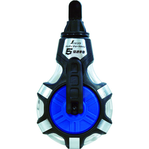 シンワ　チョークライン　５倍速手巻　粉付３倍太糸ブルー