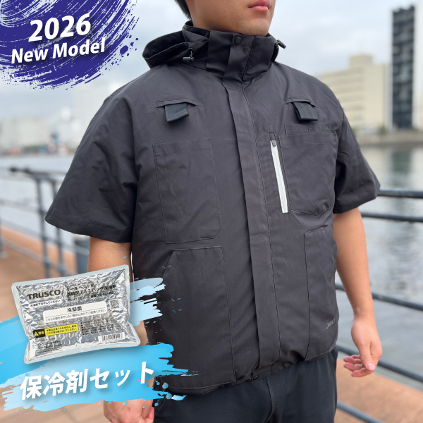 【保冷剤セット】DEEN.J 　充電式 35VエアクールSスリーブセット BK 　(半袖）DNJAC35V18X7SHSBK_