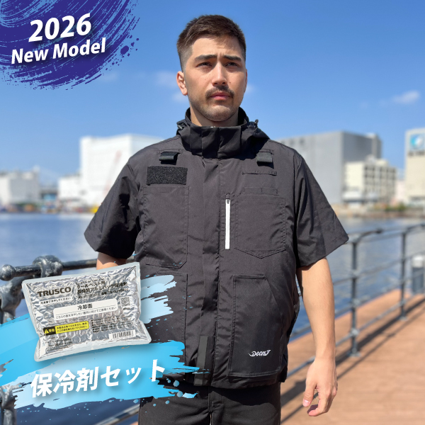 【保冷剤セット】DEEN.J 　充電式 35VエアクールSスリーブセット BK 　(半袖）DNJAC35V18X7SHSBK_