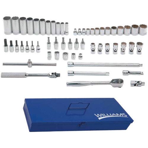 【BAHCO特価品】ウイリアムズ　3/8差し込み　工具セットセット56ピース スチールボックス付　WSB-56FTB