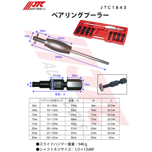 JTC ベアリングプーラー JTC1843 | ファクトリーギア公式通販 - 上質