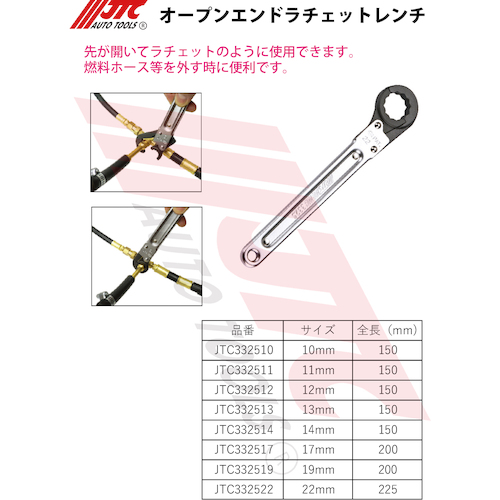 JTC オープンエンドラチェットレンチ 12mm JTC332512 | 工具用品