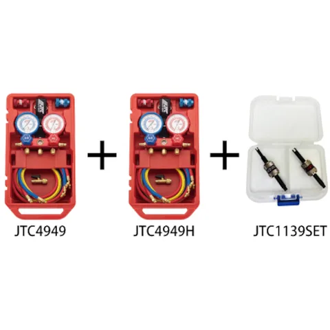 JTC R1234yf用マニホールドゲージ＆バルブコアリムーバーセット