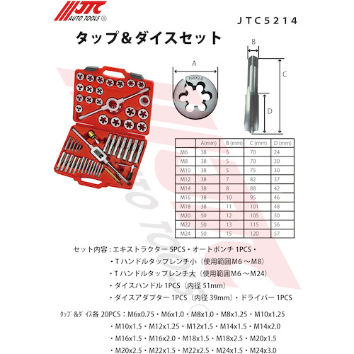 JTC タップ＆ダイスセット JTC5214 | ファクトリーギア
