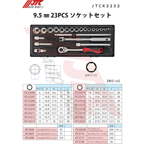 JTC ９．５ｍｍ ２３ＰＣＳソケットセット JTCK3232 | ファクトリー