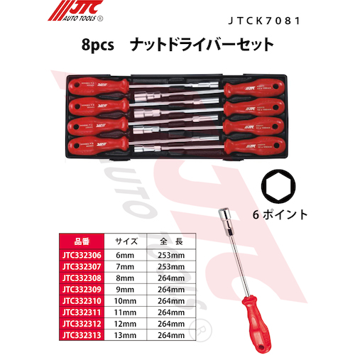 JTC 8pcs ナットドライバーセット JTCK7081 | ファクトリーギア