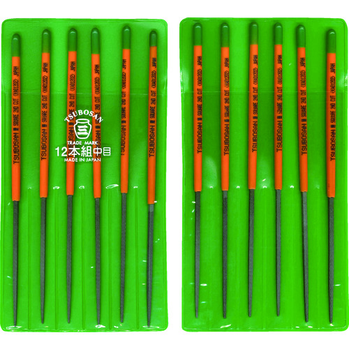 ツボサン　組ヤスリ　１２本組　角　中目　KA012-02