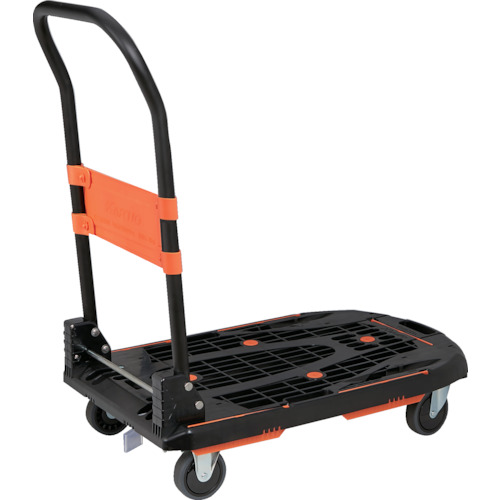 トラスコ　樹脂台車　カルティオ（新型）　７８０Ｘ４９０　折畳　樹脂ストッパー付　荷物落下防止柵付キャンペーン　MPK-780-BK-JS-RSK-CP